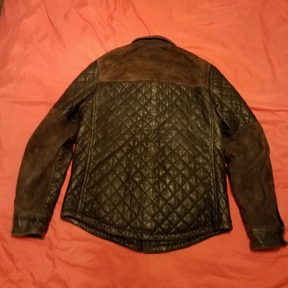 All Saints "Alter" Jacket Quilted Leather Suede - Picture 2 of 7